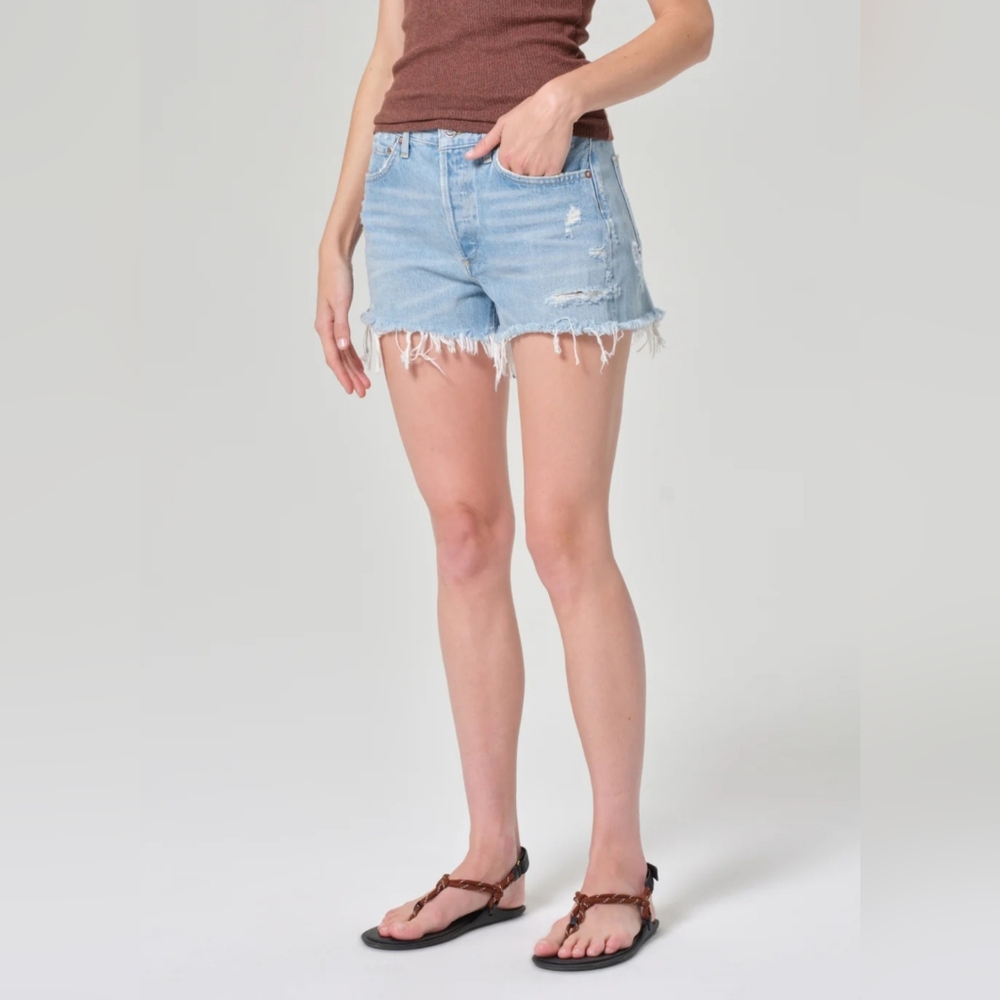 Agolde Parker Women's Blue Distressed Denim Jean Shorts Size 26